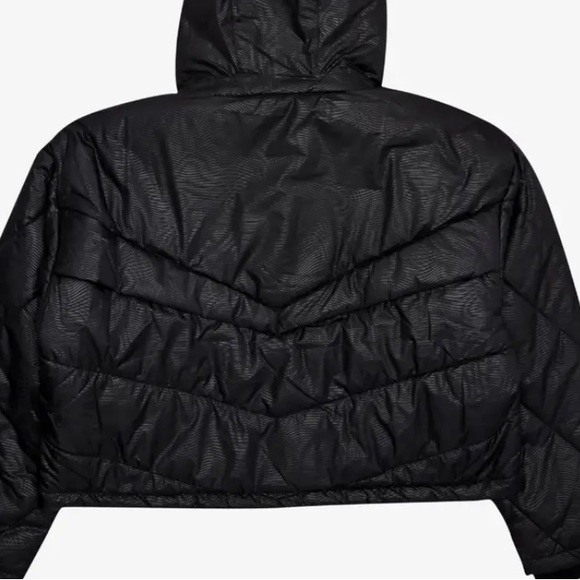 Nike Therma-Fit sz S black print NWT short zip up zip pocket hooded puffer coat - Picture 12 of 16